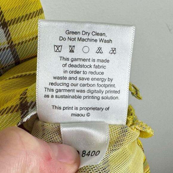 Miaou Anya Dress Yellow Dion Plaid Mesh Mini Slip Dress Size XS Revolve … - Picture 13 of 14